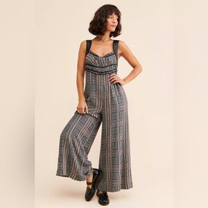 NWT Free People Marley Plaid Jumpsuit Size S